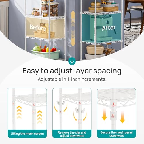 SINGAYE 5 Metal Shelves Wire Shelving Storage Shelf Adjustable Unit Pantry - color: White, size: 5 Tier 14"Dx24"Wx59.5"H