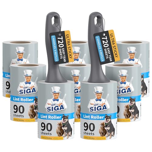 MR.SIGA Extra Sticky Lint Roller Pet Hair Remover for Clothes, 720 Sheets - size: 720 Sheets
