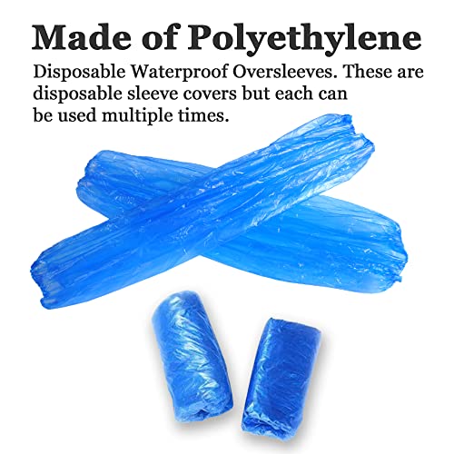 Yzurbu Disposable Arm Sleeves, Plastic Waterproof Oversleeves Protector Covers with Elastic on Cuff - color: Blue - 400pcs