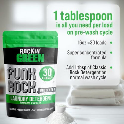 Rockin' Green Pre-Soak Laundry Detergent Unscented Funk Rock 30 Loads - size: 30 Loads