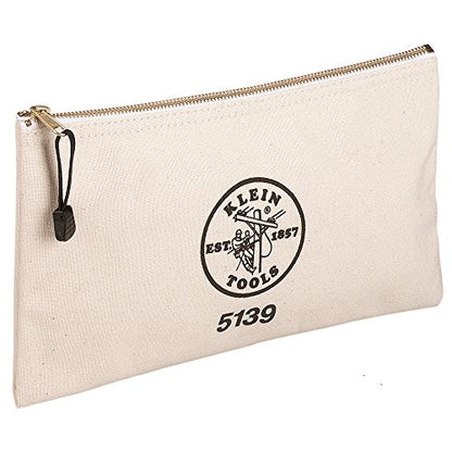 KLEIN TOOLS Zipper Bag, Canvas Tool Pouch with Heavy Duty Brass Zipper Close - size: 12.5-Inch
