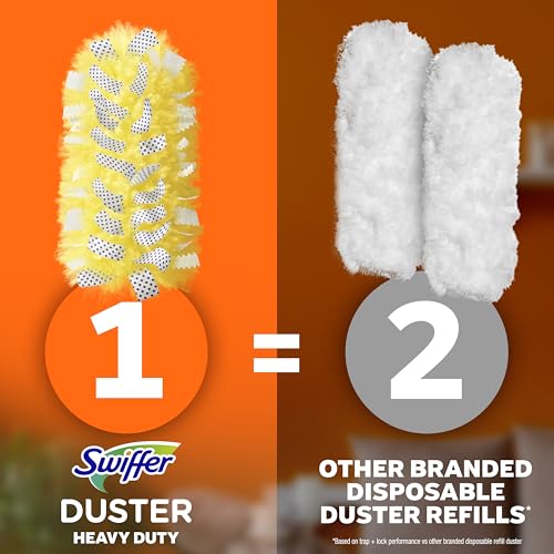 Swiffer Duster Kit with 6 ft Super Extendable Handle, Heavy Duty Starter Kit, Microfiber, White, with 8 Refills