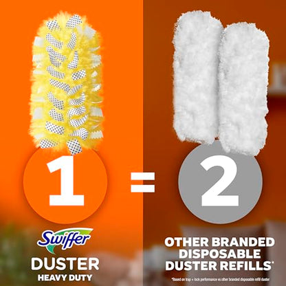 Swiffer Duster Kit with 6 ft Super Extendable Handle, Heavy Duty Starter Kit, Microfiber, White, with 8 Refills