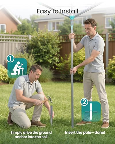SONGMICS Umbrella Drying Rack, Foldable Outdoor Clothesline for 5 Loads - size: 54.8"D x 54.8"W x 71.5"H, style: Standard (Steel)