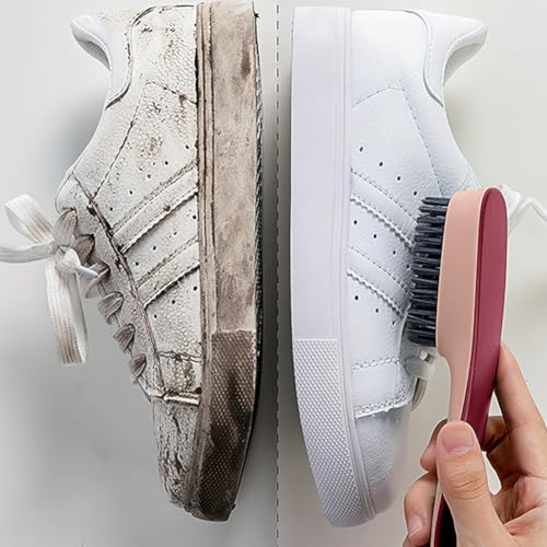 1 Pack Shoes Cleaning Brush, Handheld Scrubbing Brush–Multifunctional Cleaning Tools for Shoes, Laundry, Tile, Bathtub/Dark Pink - color: Dark Pink