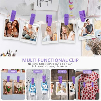 KISEER 40 Pcs Plastic Baby Hanger Clips Slim-line Finger Clips Set for Clothes Hanger Velvet Hanger (Purple) - color: Purple, size: 40 Pcs