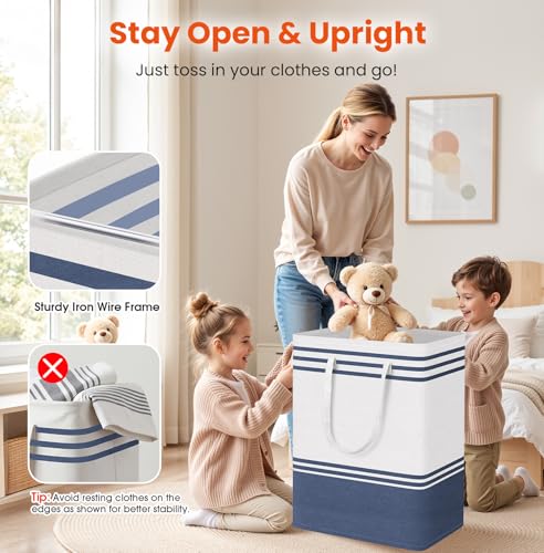 TranquilRelax 3-Pack Laundry Basket, Laundry Hamper, Blue-125L - color: Blue, size: 125L