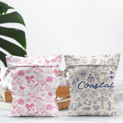 2pcs Coastal Wet Dry Bag Reusable Swimsuit Waterproof Cloth Diaper Bags - color: 2pcs Coastal