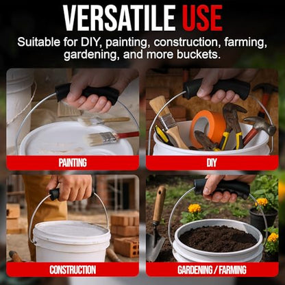 USA-Made Bucket Grip for 5 Gallon Buckets, Ergonomic, Durable Handle Grip for Heavy-Duty Buckets | Easy to Install, Comfortable for Gardening, Construction, DIY | Fits 5 Gal Handle (Pack of 2) - size: Pack of 2