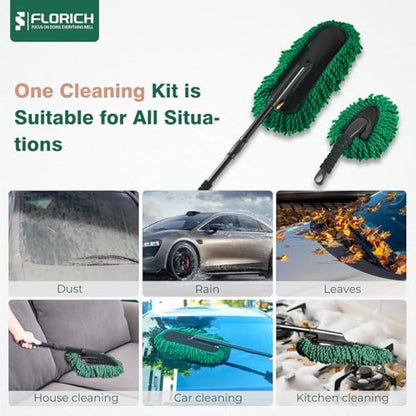 FLORICH Microfiber Car Duster Kit, Large Extendable Car Duster Exterior Scratch Free, Durable Car Brush Interior for Cars RV Truck - size: Carduster01