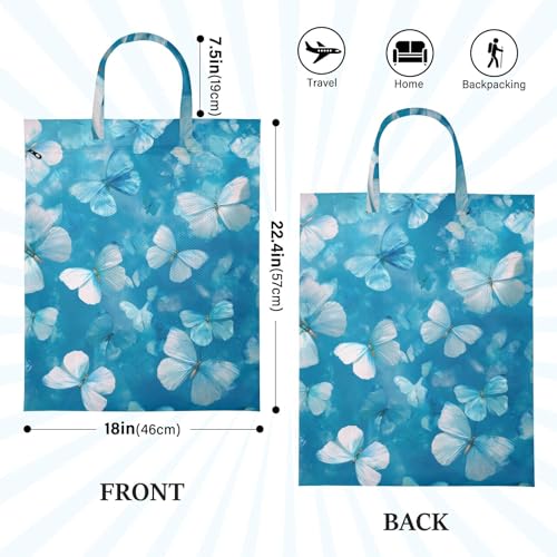 Travel Laundry Bags 2 PC Wet Dry Bag with Handle Dirty Clothes Organizer for Swimsuits Beach Camping Waterproof Washable Ink Blue Butterfly - color: Ink Blue Butterfly