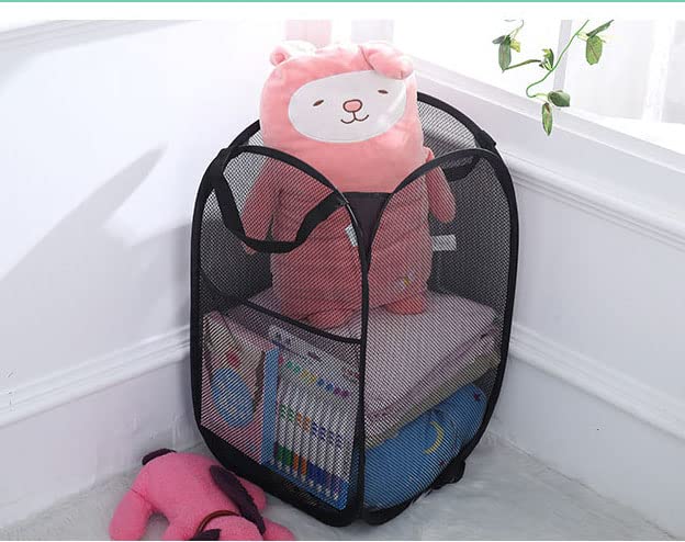 2 Laundry Baskets, pop-up Laundry Baskets, Foldable mesh Laundry Baskets (Each with 2 Reinforced Handles)…, Blue - color: 2 Black + Blue