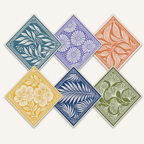 Shwing Swedish Dishcloths 6 Pack Floral Botanical Leaf Pattern Reusable Paper Towels Kitchen Towels Dish Cloths for Washing Dishes Washable Quick Drying Super Absorbent Cleaning Cloths - color: Floral Botanical Leaf