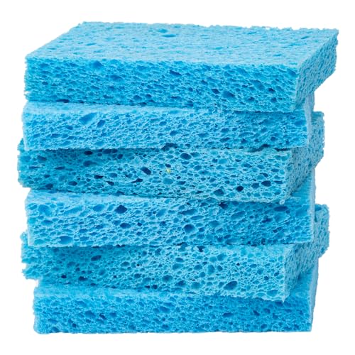 6 Pack Blue Cellulose Scrub Sponges Non-Scratch Heavy Duty Kitchen - color: Blue, size: 6 Count (Pack of 1)