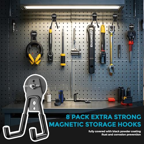 8Pcs Large Magnetic Hooks Heavy Duty, Strong Magnet Storage Hooks - color: 8 Pack-Black