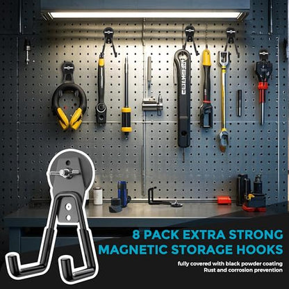 8Pcs Large Magnetic Hooks Heavy Duty, Strong Magnet Storage Hooks - color: 8 Pack-Black