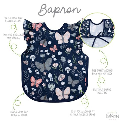 BapronBaby Flutter Baby Led Weaning Infant Feeding Bib Crafting Smock 6M-5T - color: Butterfly Garden, size: Baby/Toddler 6m-3T
