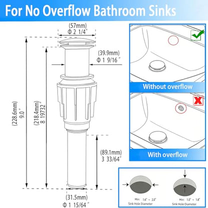 Bathroom Sink Drain Without Overflow- Oil Rubbed Bronze Pop up Drain for Bathroom Vanity Vessel Sink Drain Stopper - Anti-Clog Pop-up Plastic Drain with Hair Catcher Strainer - color: Oil-rubbed Bronze