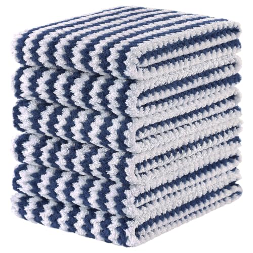 Homaxy 6 Pack Coral Velvet Kitchen Towels, 10 x 20inches, Navy Blue - color: Navy Blue, size: 10 x 20 - 6 Pack