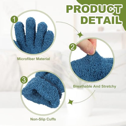 uxcell Microfiber Gloves, Reusable Washable Plant Dusting Gloves Cleaning Mittens for Auto Plants Household - color: Dark Blue