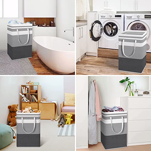 HomeHacks 2 Pack Laundry Baskets, Laundry Hampers Bags (Grey+Blue 88L) - color: Grey+Blue, size: 88L