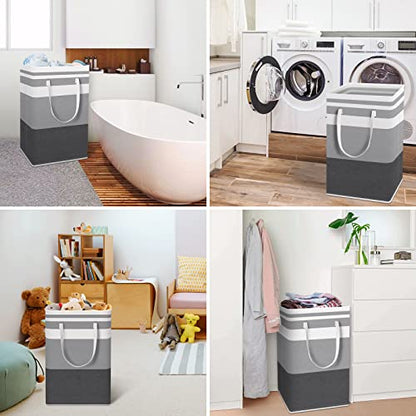 HomeHacks 2 Pack Laundry Baskets, Laundry Hampers Bags (Grey+Blue 88L) - color: Grey+Blue, size: 88L
