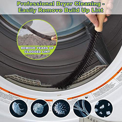 Sealegend 15-Piece Dryer Vent Cleaner Kit Omnidirectional Dryer Cleaning Kit Include 30 Feet Dryer Vent Brush, Black Dryer Lint Vacuum Attachment&Dryer Lint Trap Brush, Vacuum & Dryer Adapters - size: 30FT