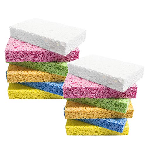 ARCLIBER 12 Pack Cellulose Scrub Sponges Non-Scratch Heavy Duty Kitchen - color: Multicolor, size: 12 Count (Pack of 1)