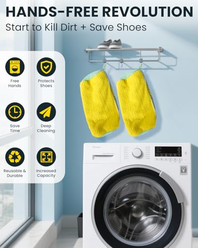 Shoe Washing Machine Bag: 2 Pack Reusable Shoes Cleaning Bags, Light Yellow - color: LightYellow
