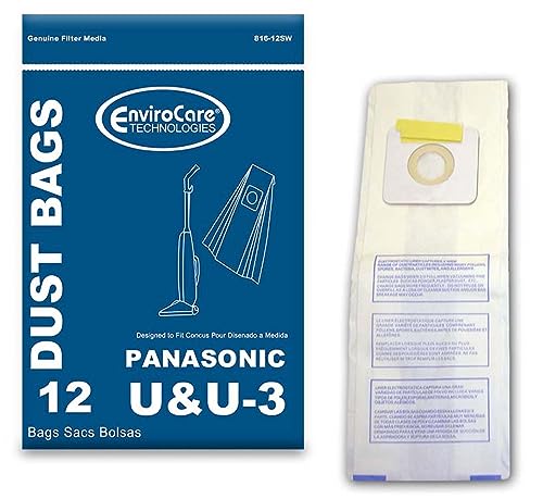 EnviroCare Replacement Vacuum Cleaner Dust Bags Designed to fit Panasonic Types U, U-3, U-6 12 bags