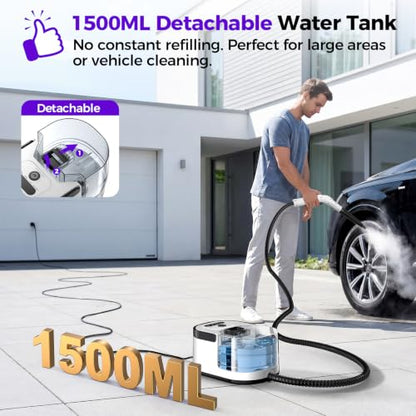 Handheld Steam Cleaner, Portable Deep Cleaning Steamer for Multi-Surface - color: Light White