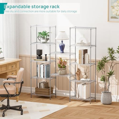 SINGAYE 6 Metal Shelves Wire Shelving Storage Shelf Adjustable Unit Pantry - color: Grey, size: 6 Tier 12"Dx22"Wx69.5"H
