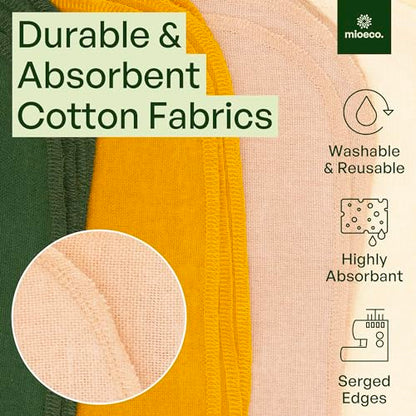 mioeco 24 Pack Reusable Kitchen Paper Towels, Organic Multicolor Cloths - size: 24 Pack Olive Bloom