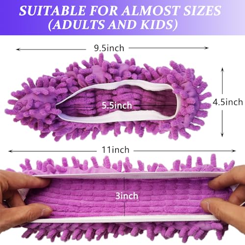 2 Pairs (4 Pieces) Mop Slippers, Multi-Function Reusable Microfiber Dust Mops, Floor Cleaning Shoes for Bathroom, Office, Kitchen, House Polishing