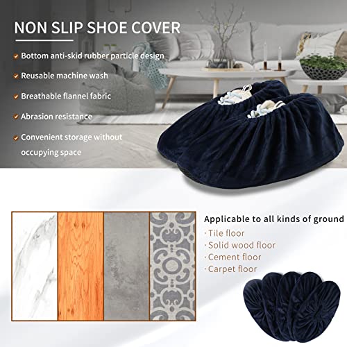 5 Pairs Reusable Shoe Covers, Non Slip Shoe Protectors Covers, Universal Soft Washable Thickened Foot Boot Shoe Covers for Indoors Home Laboratory (Navy blue) - color: Navy Blue