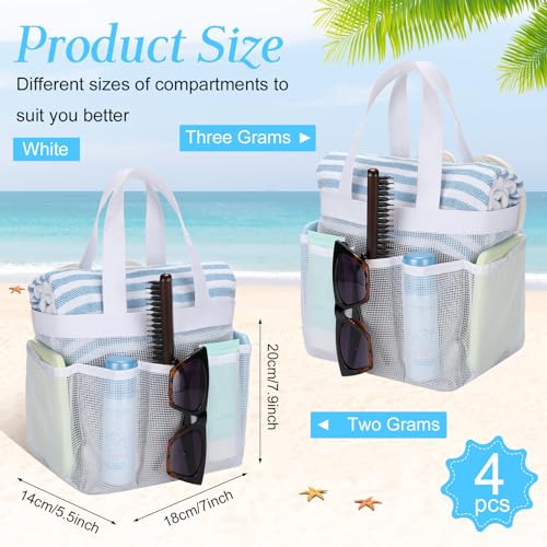 Hillban 4 Pcs Portable Mesh Shower Caddy, White - color: White