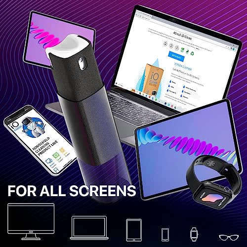 iO CLEAN Mini Screen Cleaner Spray, 2-in-1 Touchscreen Mist Cleaner, Purple - color: Purple