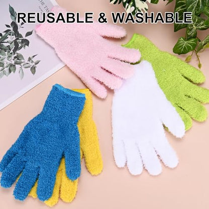 M METERXITY Dusting Gloves, Reusable Washable Mittens for Plants/House/Cars/Blinds Dusting, Leaf Cleaning Glove Mittens - color: Blue, size: 7 x 9.5 cm