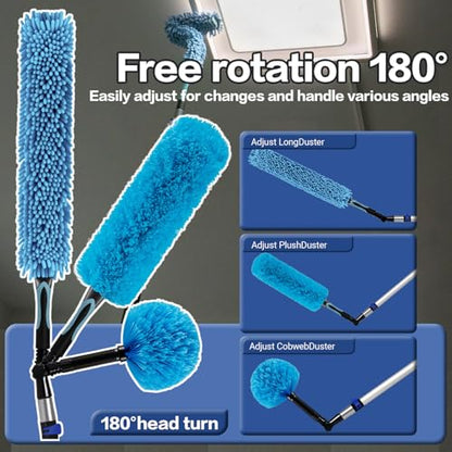 20FT High Reach Duster Cleaning Kit with 5-12 FTExtension Pole - size: 12FT