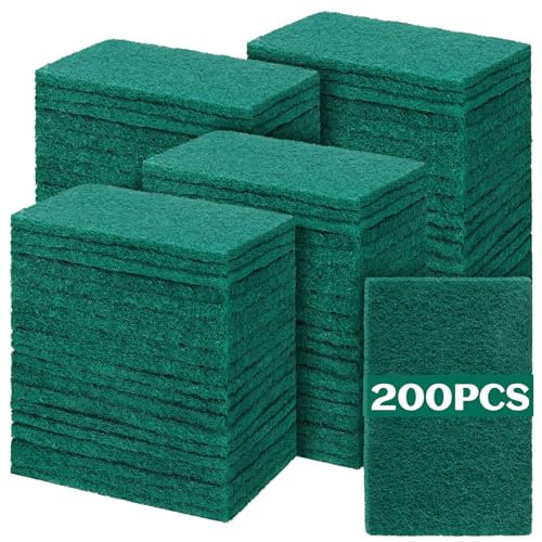 Hoolerry 200 Pcs Non Scratch Scouring Pads for Kitchen Dish,Green - color: Green