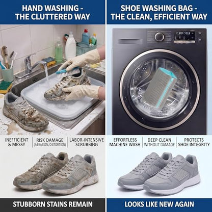 Shoe Washing Machine Bag Laundry Shoe Bag for Washer and Dryer, 2pc Reusable Shoe Cleaning Bag for Sneakers with Secure Locking Zipper