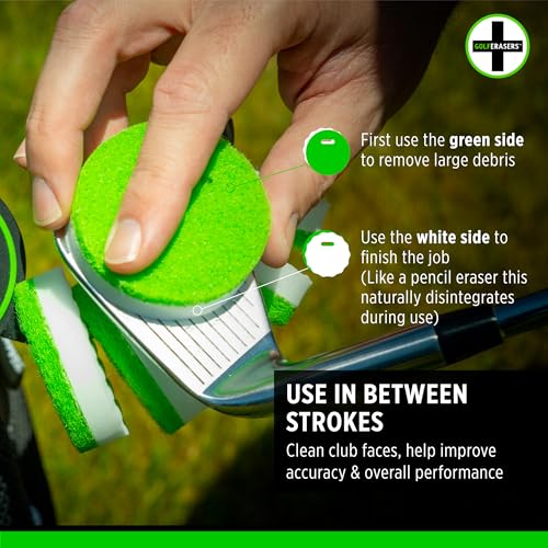 Instant Golf Eraser with Bag Tether, Premium Dual-Sided Sponge for Cleaning Clubs, Shoes & Golf Balls - Golf Club Cleaner, Golf Ball Cleaner, Golf Club Groove Cleaner, 6 Pack - color: 6 Pack + Tether
