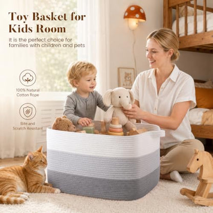 65L Large Woven Blanket Basket for Living Room, 19.7"x15.7"x11.8" - color: Gradient Grey, size: 19.7"x15.7"x11.8"