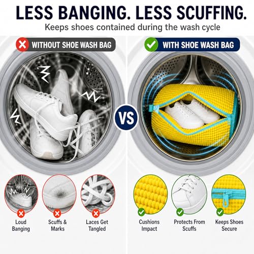 Shoe Washing Machine Bag: Shoes Come Out Clean & Protected during Washing - color: Yellow Shoe Washer Bag