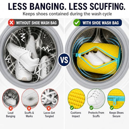 Shoe Washing Machine Bag: Shoes Come Out Clean & Protected during Washing - color: Yellow Shoe Washer Bag