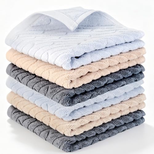 100% Cotton Kitchen Towels, 6 Pack Dish Towels & Dish Rags - size: 13.5×29inches