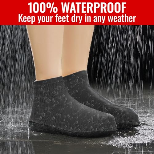 Rain Shoe Covers Waterproof Reusable Galoshes Overshoes - color: Black, size: X-Large