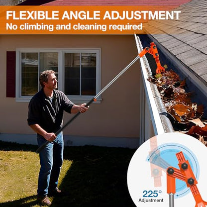Gutter Cleaning Tools from The Ground, Multi-Angle Cleaner, Scoop & Brush & Mini Rake for rain Guard Cleaning and Leaf Removal from Gutter Guard(No Pole) - color: Orange+Black