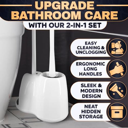 2 in 1 Toilet Plunger and Brush Set White, 9.3×6.3×15.2 in - color: White With Plunger