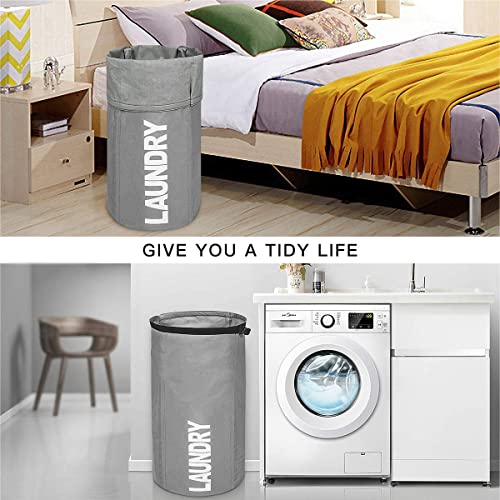 WOWLIVE Backpack Laundry Bag for College, Collapsible Hampers for Laundry - color: Gray